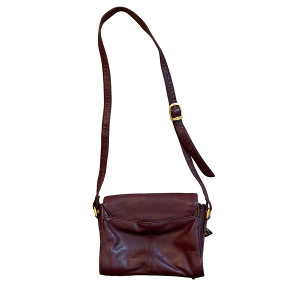 SOLD! Etienne Aigner Genuine Leather Small Crossbody Bag Foldover Burgundy Red - Picture 5 of 12